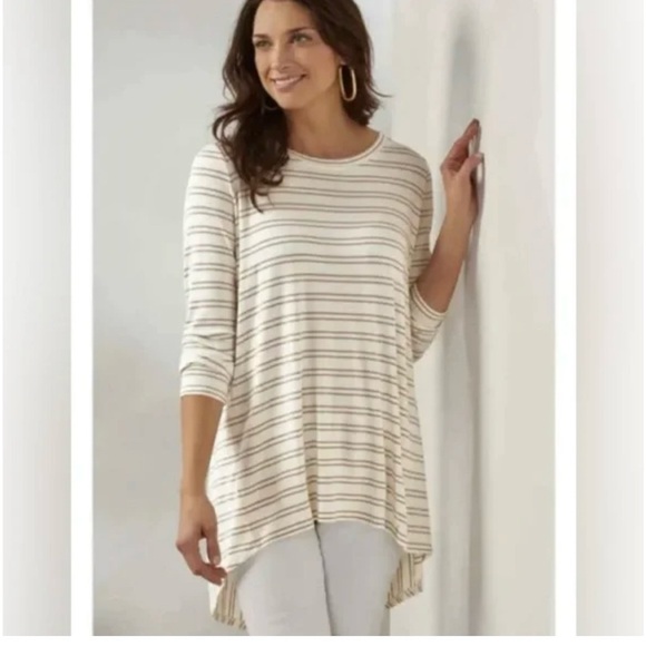 Soft Surroundings Tops - COPY - Soft Surroundings white with black stripes knit blouse